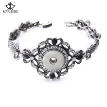 ROYALBEIER Newest Stainless Steel Rhinestone Bracelets&Bangle 18mm Button Jewelry For Women LOVE Charms Wholesale SZ0527 2024 - buy cheap