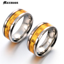 Мужское и женское кольцо Maxmoon, широкое кольцо золотого цвета из титановой стали с сетчатым узором 2024 - купить недорого