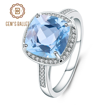 Женское кольцо gemb's BALLET, Винтажное кольцо из стерлингового серебра 925 пробы с натуральным небесно-синим топазом, 6,29 карат 2024 - купить недорого
