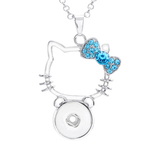 cat  snap button necklace   XH6571   (fit 18mm 20mm snaps)  BOBOSGIRL 2024 - buy cheap