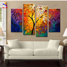 Bright Life Tree Picture Painting  Handmade Modern Abstract Oil Painting on Canvas Wall Art Home Decoration Gift No Framed FC011 2024 - buy cheap