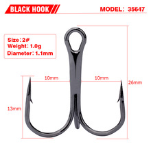 50pcs Fishing Hooks High Steel Carbon Material Treble Black Fishing Hook Round Folded Saltwater Bass 1/0 # -14 # Tackle Tools 2024 - buy cheap