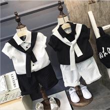 Children Suit Baby Boys Summer Clothing Sets Cotton Kids Tie Gentleman Outfits Child Short Sleeve Tops T Shirt 2-7years 2024 - buy cheap