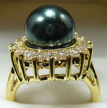 XFS201434er>>Genuine Black South Sea Shell Pearl Ring AAA Grade 3size 2024 - buy cheap