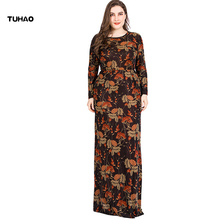 TUHAO  Autumn Winter MAXI Long Vintage Women's Dress Large Size 6XL 5XL Long Sleeve Plus Size RETRO Female Dresses SJ03 2024 - buy cheap