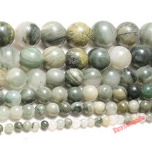 Natural Stone Moss Green Grass agat Round Loose Green Beads For jewelry Making 4 6 8 10 12 MM DIY Bracelet 2024 - buy cheap