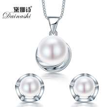 Dainashi Hot Sterling Silver Jewelry Sets Pendant Necklace & Earring 100% Natural Pearl Jewellery sets for Party Women Jewelry 2024 - buy cheap