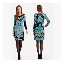 women's new style fashionable printed silk sersey v -neck knitted elastic fabric dress 2024 - buy cheap