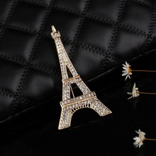 Hesiod Gold Color Eiffel Tower Brooch Pins Vintage Crystal Elegant Brooch Corsage Bouquet Jewelry 2024 - buy cheap