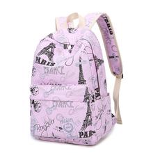 Pink Eiffel Tower Printing Backpack Women Casual Rucksack Canvas School Backpack for Teenage Girls Travel bags Mochila Escolar 2024 - buy cheap