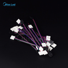 Freeshipping 100 x 10mm 4Pin Led connector Cable Solderless to BLACK Female for 3528 5050 RGB Strip 2024 - buy cheap