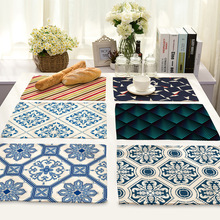 CAMMITEVER-manteles individuales para mesa de comedor, tapetes de mesa con estampado geométrico púrpura, de acuarela 2024 - compra barato