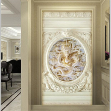 beibehang custom wallpaper 3D photo mural European dragon embossed entrance aisle background wall paper living room 3d wallpaper 2024 - buy cheap