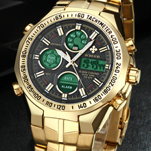 WWOOR Relogio Masculino Digital LED Gold Watch Men Top Brand Luxury Golden Stainless Steel Waterproof Wrist Watches For Men 2021 2024 - buy cheap