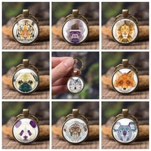 2019 Chegada Nova Dos Desenhos Animados do Lobo Chaveiros Handmade Rodada de Vidro Cabochão Animal Bonito Panda Jóias para Acessórios Do Carro Chaveiro 2024 - compre barato