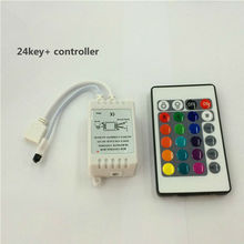 Светодиодная ленсветильник SMD 3528 / 5050 RGB с 24 кнопками, контроллер светодиодов 12 В, миниатюрный диммер, ИК-контроллер, Цветной световой модуль, контроллер 72 Вт 2024 - купить недорого