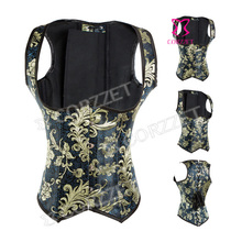 Novas Mulheres Azul Jacquard Aço Desossado Cintura Instrutor Sexy Colheita Top Bustier Emagrecimento Corpetes Underbust Colete Corset Corpete Gótico 2024 - compre barato