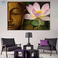 SPLSPL Frameless 1 Piece Buddha Canvas Art Poster Lotus Flower Religion Wall Art Print Painting Home Decor Mural Picture 2024 - buy cheap