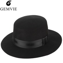 Vintage Men Wool Fedora Hats Black Flat Bowler Boater Church Hat Male Jazz Cap Panama Hat 2024 - buy cheap