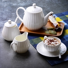 Juego de 21 tazas de café de porcelana de hueso real, taza de té de calabaza blanca lisa y tetera, con bote de crema y tazón de azúcar, taza de té con chip 2024 - compra barato