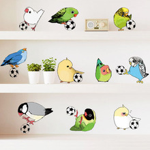 [Fundecor] diy home decor birds parrots playing football wall stickers children decals art decoration kids room futbol 2024 - buy cheap