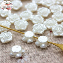 100pcs/lot 12mm ivory rose flower pearl Beads ABS Resin Flatback Simulated pearl Beads Jewelry DIY Accessories 2024 - buy cheap