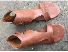 Women Sandals Soft Leather Gladiator Sandals Women Casual Summer Shoes Female Flat Sandals Plus Size 35-43 Beach Shoes Women 2024 - buy cheap