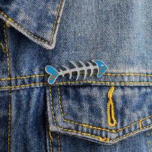 The New Cartoon Fishbone Enamel Brooch Blue Fish Tail Shape Thorn Brooches Cute Girl Backpack Jackets Badge Jeans Lapel Pins 2024 - buy cheap