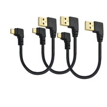 Короткий USB кабель для быстрой зарядки 90 градусов Micro USB шнур правый угол Micro USB высокоскоростной Micro USB к USB 90 градусов 2,0 кабель 2 шт 2024 - купить недорого