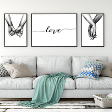 Black And White Holding Hands Picture Canvas Prints Nordic Poster Lover Quote Painting Wall Art For Living Room Minimalist Decor 2024 - buy cheap