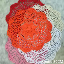 30CM Round Pastoral Cotton Lace Crochet Flowers Table Cloth Coaster Kitchen Mantel Christmas Placemats Wedding Banquet Decor Pad 2024 - buy cheap