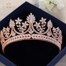 High-end Queen Rose Gold Tiaras Crowns for Crystal Hairbands Full Zircon Wedding Hair accessories, for women, tin alloy, cubic zirconia 2024 - buy cheap