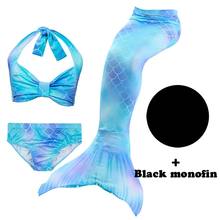 2020 Ariel Little Mermaid Tails With Black Monofin for Swimming Cosplay Costume Girls Swimsuit Kids Children Swimmable Monofin 2024 - buy cheap