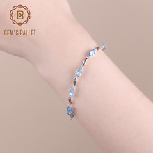 Женский браслет из серебра 925 пробы с голубым топазом в форме маркиза GEM'S 2024 - купить недорого
