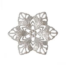 DoreenBeads Embellishments Findings Filigree Wraps Connectors Flower dull silver color 3.5cm x 3cm(1 3/8" x1 1/8"),100 PCs 2024 - buy cheap