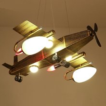 Lámpara de hierro con forma de avión nórdico para dormitorio de niños, lámpara de Internet, luz Industrial para bebés, decoración de Loft Led 2024 - compra barato