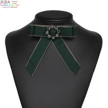 JUJIA New Bow Crystal Women Brooches Pins Canvas Fabric Bowknot Tie Necktie Corsage Brooch for Women Clothing Dress Accessories 2024 - buy cheap