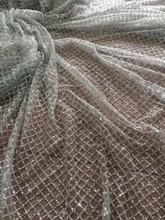 Popular african cord lace fabric with glued glitter high quality silver african guipure lace 2024 - buy cheap