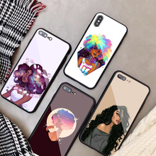 Cute african girl Tempered Glass Phone Case For iPhone X XR XS XS Max 8 7 6 6S Plus  For iPhone 5 SE 5S 2024 - buy cheap