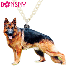 Bonsny Statement Acrylic German Shepherd Dog Necklace Pendant Chain Choker Animal Pet Jewelry For Women Girls Gift Charms Bijoux 2024 - buy cheap