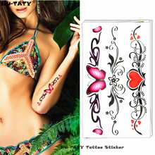 Nu-TATY временные татуировки в виде бабочки, сердца, боди-арта, флэш-наклейки для татуировок 17*10 см, водонепроницаемая поддельная хна, безболезненная татуировка 2024 - купить недорого