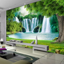 3D Wallpaper Modern Waterfall Landscape Grass Landscape Mural Living Room TV Sofa Background Wall Cloth Home Decoration Fresco 2024 - buy cheap