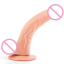 Секс-товары, изогнутый страсти, 8-дюймовый фаллоимитатор, дешевый реалистичный большой пенис на присоске для женской мастурбации, секс-игрушки 2024 - купить недорого