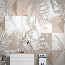 Decorative wallpaper Nordic style tropical plant leaves modern simple geometric TV background wall 2024 - buy cheap