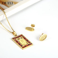 OUFEI Religion Charm Necklace Earrings Set Stainless Steel Jewelry For Woman Vogue 2019 Jewelry Accessories Mass Effect 2024 - buy cheap