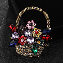 zlxgirl Nice Flower baskets pin brooch women's party gifts Cheap price Rhinestone Hijab Pins Women Bags Accessories Small Broch 2024 - buy cheap