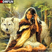 HOMFUN Full Square/Round Drill 5D DIY Diamond Painting "Beautiful wolf" Embroidery Cross Stitch 5D Home Decor A09141 2024 - buy cheap