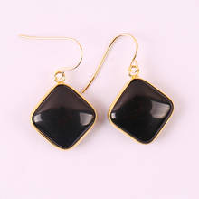 Free Shipping Natural Black Onyx Stone Beads Dangle Earrings 1Pair U317 2024 - buy cheap