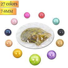 Perlas redondas individuales de 7-8MM en ostias Akoya, perlas redondas teñidas de colores en agua salada, perlas de deseos empaquetadas al vacío FP216, 20 unidades 2024 - compra barato