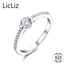 LicLiz Real 925 Sterling Silver CZ Solitaire Ring Wedding Band Engagement Rings Pave Cubic Zirconia Eternity Rings Women LR0422 2024 - buy cheap
